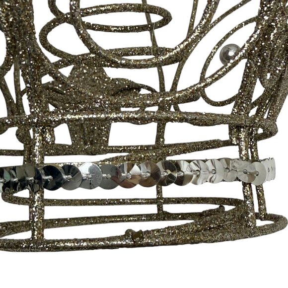 Glitter Crown Christmas Tree Topper by Jaclyn Smith Gold Holiday Decor - Picture 5 of 8
